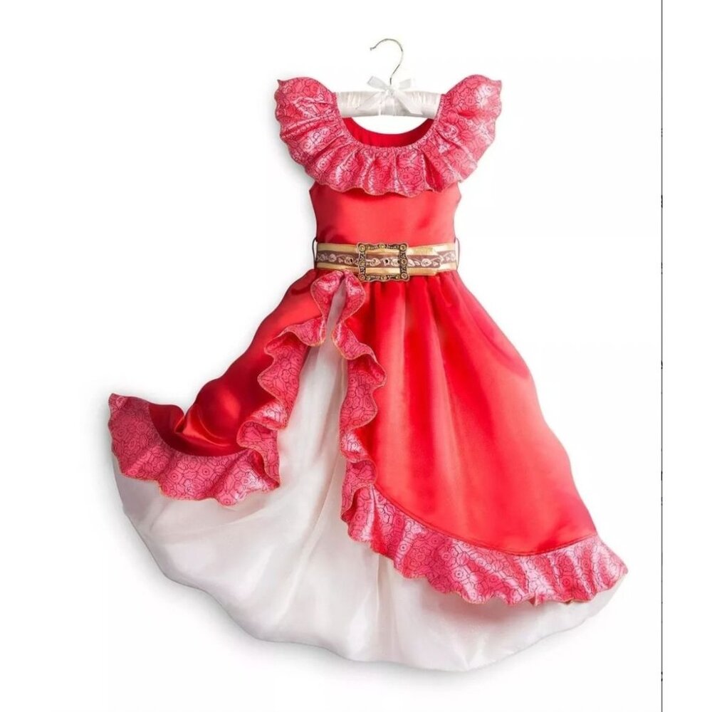 Disney Princess Elena Of Avalor Red & Gold Dress Costume For Girls Size 9/10 Pol